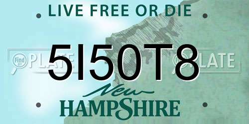 5I50T8 New Hampshire License Plate