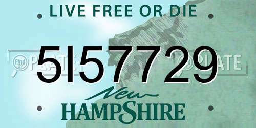 5I57729 New Hampshire License Plate