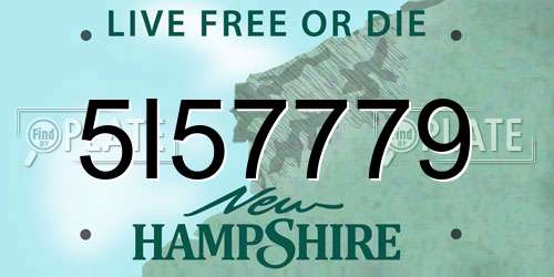 5I57779 New Hampshire License Plate
