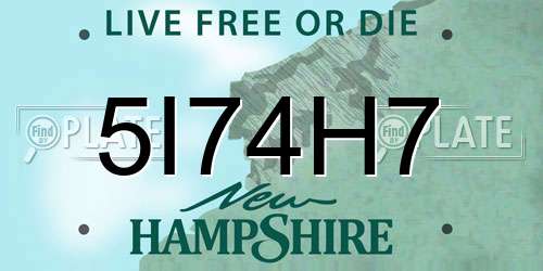 5I74H7 New Hampshire License Plate