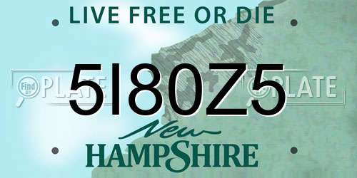 5I80Z5 New Hampshire License Plate