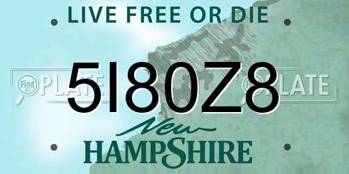 5I80Z8 New Hampshire License Plate