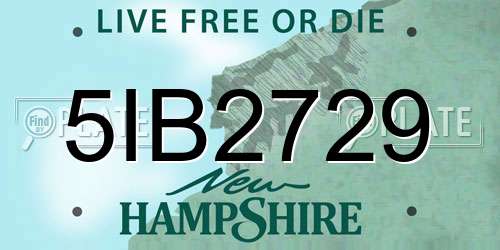 5IB2729 New Hampshire License Plate
