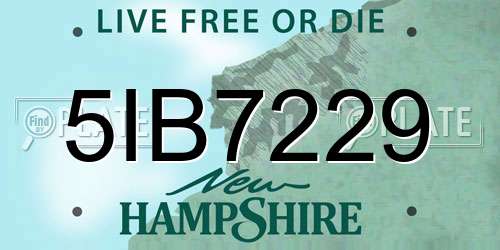 5IB7229 New Hampshire License Plate