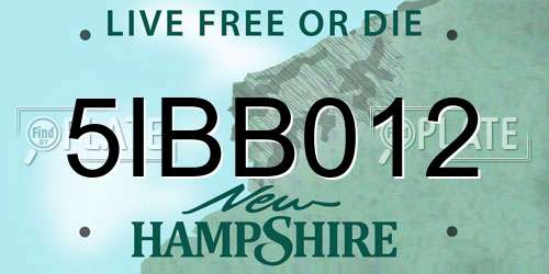 5IBB012 New Hampshire License Plate
