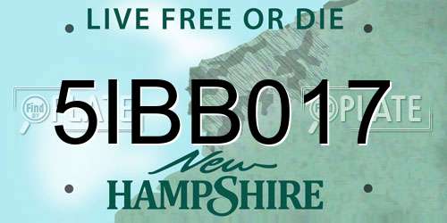 5IBB017 New Hampshire License Plate