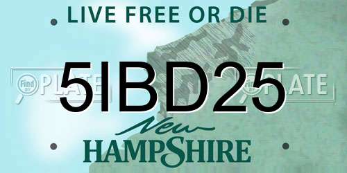5IBD25 New Hampshire License Plate