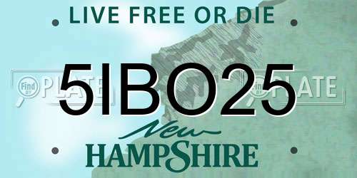 5IBO25 New Hampshire License Plate