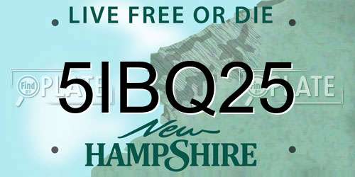 5IBQ25 New Hampshire License Plate