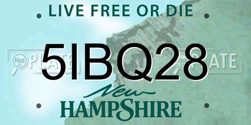 5IBQ28 New Hampshire License Plate