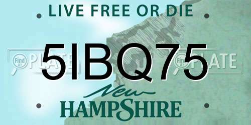 5IBQ75 New Hampshire License Plate