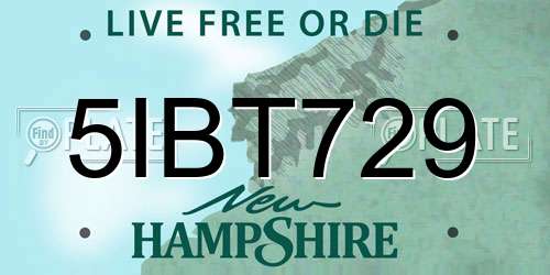 5IBT729 New Hampshire License Plate
