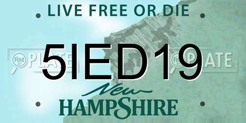 5IED19 New Hampshire License Plate