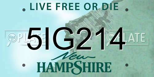 5IG214 New Hampshire License Plate