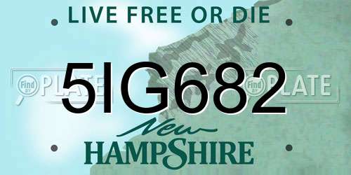 5IG682 New Hampshire License Plate