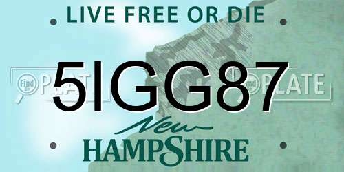 5IGG87 New Hampshire License Plate