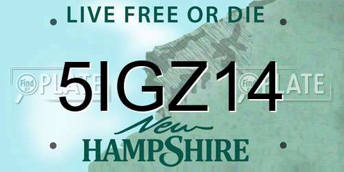 5IGZ14 New Hampshire License Plate