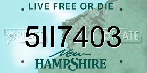 5II7403 New Hampshire License Plate