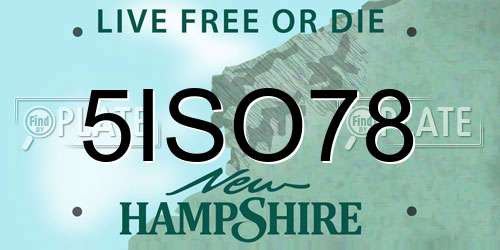 5ISO78 New Hampshire License Plate
