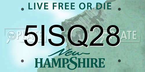 5ISQ28 New Hampshire License Plate