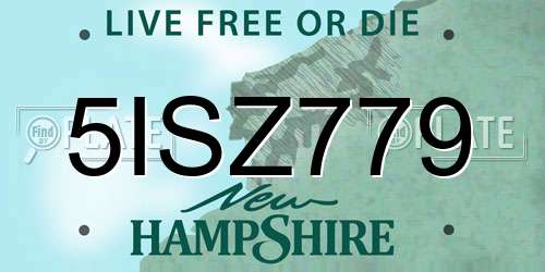 5ISZ779 New Hampshire License Plate