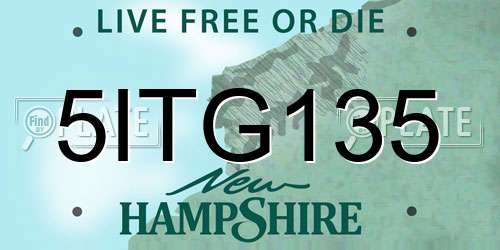 5ITG135 New Hampshire License Plate