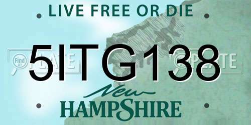 5ITG138 New Hampshire License Plate