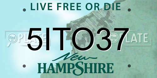 5ITO37 New Hampshire License Plate