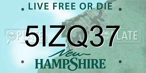 5IZQ37 New Hampshire License Plate