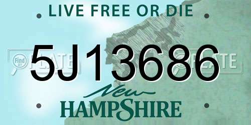 5J13686 New Hampshire License Plate