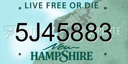 5J45883 New Hampshire License Plate