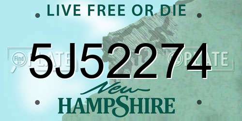 5J52274 New Hampshire License Plate