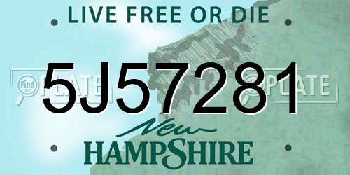 5J57281 New Hampshire License Plate