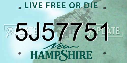 5J57751 New Hampshire License Plate