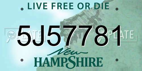 5J57781 New Hampshire License Plate