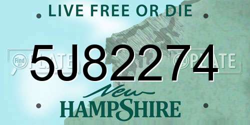5J82274 New Hampshire License Plate