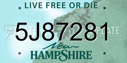 5J87281 New Hampshire License Plate