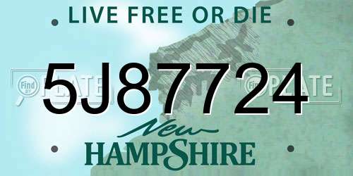 5J87724 New Hampshire License Plate