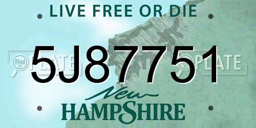 5J87751 New Hampshire License Plate