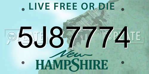 5J87774 New Hampshire License Plate