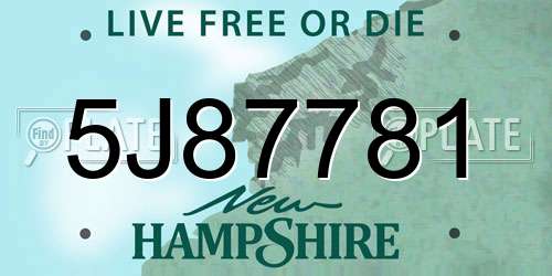 5J87781 New Hampshire License Plate