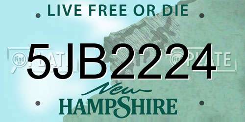 5JB2224 New Hampshire License Plate