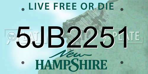5JB2251 New Hampshire License Plate
