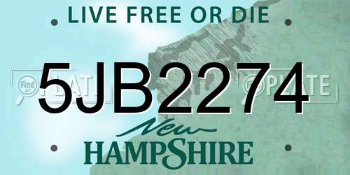 5JB2274 New Hampshire License Plate