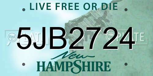 5JB2724 New Hampshire License Plate