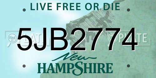 5JB2774 New Hampshire License Plate
