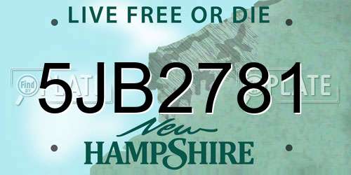 5JB2781 New Hampshire License Plate