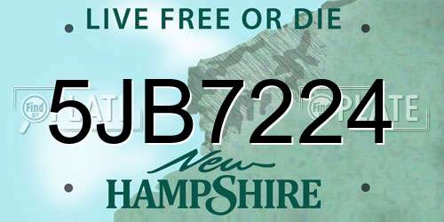 5JB7224 New Hampshire License Plate