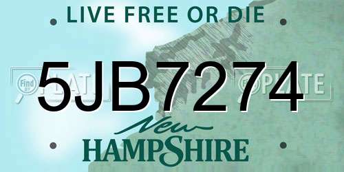 5JB7274 New Hampshire License Plate
