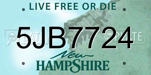 5JB7724 New Hampshire License Plate